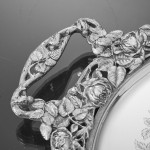 Impressive two-handled Edwardian oval sterling silver serving tray