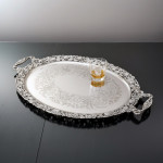 Impressive two-handled Edwardian oval sterling silver serving tray