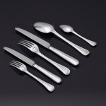 Set of Victorian hand-forged Old English Thread pattern sterling silver cutlery for 12