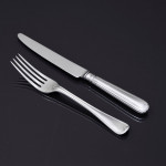 Set of Victorian hand-forged Old English Thread pattern sterling silver cutlery for 12