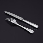 Set of Victorian hand-forged Old English Thread pattern sterling silver cutlery for 12