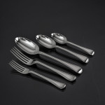 Set of Victorian hand-forged Old English Thread pattern sterling silver cutlery for 12