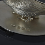 Set of four antique duck & grouse sterling silver menu holders