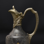 Pair of 1st quality antique French silver-gilt & cut glass wine jugs