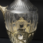 Pair of 1st quality antique French silver-gilt & cut glass wine jugs