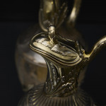 Pair of 1st quality antique French silver-gilt & cut glass wine jugs