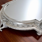 Magnificent mirrored antique 1st standard French silver plateau