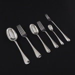 Set of Victorian hand-forged Rattail sterling silver cutlery for 12