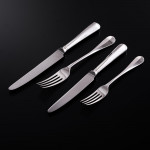 Set of Victorian hand-forged Rattail sterling silver cutlery for 12