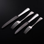 Set of Victorian hand-forged Rattail sterling silver cutlery for 12