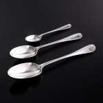 Set of Victorian hand-forged Rattail sterling silver cutlery for 12