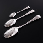 Set of Victorian hand-forged Rattail sterling silver cutlery for 12