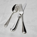 Set of Victorian hand-forged 4-prong Rattail sterling silver cutlery for 18