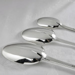 Set of Victorian hand-forged 4-prong Rattail sterling silver cutlery for 18