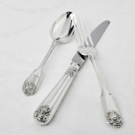 Set of antique hand-forged Fiddle Thread & Husk sterling silver cutlery for 12