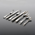 Set of Victorian hand-forged Bead pattern sterling silver cutlery for 12
