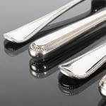 Set of Victorian hand-forged Bead pattern sterling silver cutlery for 12