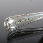 Set of Victorian hand-forged Bead pattern sterling silver cutlery for 12