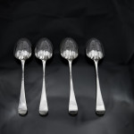 Set of hand-forged 4-prong Rattail pattern sterling silver cutlery for 12 in canteen