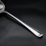 Set of hand-forged 4-prong Rattail pattern sterling silver cutlery for 12 in canteen