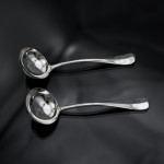 Set of hand-forged 4-prong Rattail pattern sterling silver cutlery for 12 in canteen