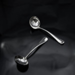 Set of hand-forged 4-prong Rattail pattern sterling silver cutlery for 12 in canteen