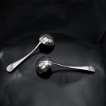 Set of hand-forged 4-prong Rattail pattern sterling silver cutlery for 12 in canteen