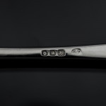 Set of hand-forged 4-prong Rattail pattern sterling silver cutlery for 12 in canteen