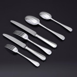 Excellent set of antique hand-forged one-date-&-maker Rattail pattern sterling silver cutlery for 12