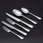 Excellent set of antique hand-forged one-date-&-maker Rattail pattern sterling silver cutlery for 12