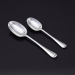 Excellent set of antique hand-forged one-date-&-maker Rattail pattern sterling silver cutlery for 12