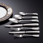 Set of Victorian hand-forged Fiddle Thread & Shell pattern sterling silver cutlery for 12