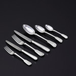 Set of Victorian hand-forged Fiddle Thread & Shell pattern sterling silver cutlery for 12