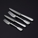 Set of Victorian hand-forged Fiddle Thread & Shell pattern sterling silver cutlery for 12