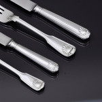 Set of Victorian hand-forged Fiddle Thread & Shell pattern sterling silver cutlery for 12