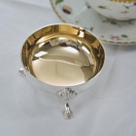 Two-handled sterling silver tea strainer & drip bowl