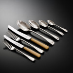 Canteen set of antique hand-forged Old English sterling silver cutlery set for 12