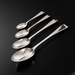 Canteen set of antique hand-forged Old English sterling silver cutlery set for 12