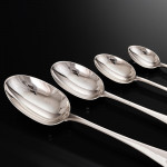 Canteen set of antique hand-forged Old English sterling silver cutlery set for 12