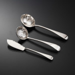 Canteen set of antique hand-forged Old English sterling silver cutlery set for 12