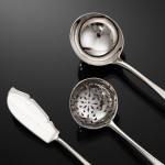 Canteen set of antique hand-forged Old English sterling silver cutlery set for 12