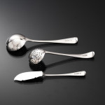 Canteen set of antique hand-forged Old English sterling silver cutlery set for 12