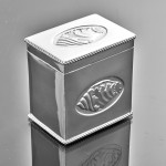 Edwardian sterling silver tea caddy with shell decoration