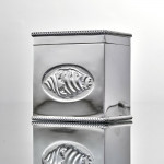 Edwardian sterling silver tea caddy with shell decoration