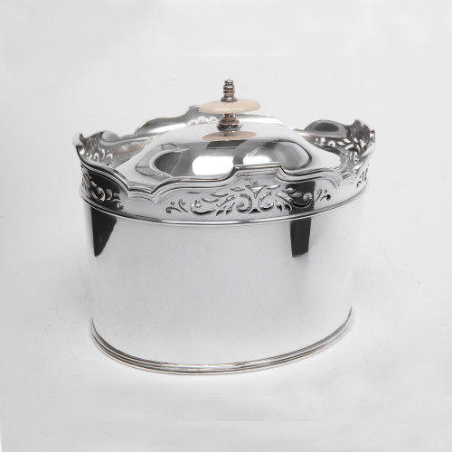 Antique silver-plated biscuit box