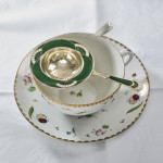 Antique Norwegian silver-gilt & enamel tea strainer