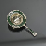 Antique Norwegian silver-gilt & enamel tea strainer