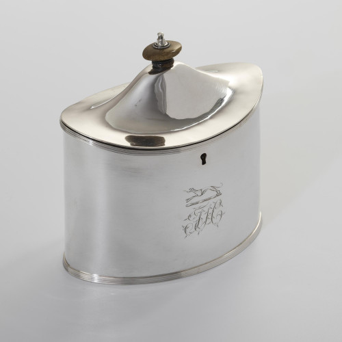 George III neoclassical style sterling silver tea caddy