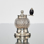 Edwardian cut glass & sterling silver pepper grinder