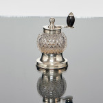 Edwardian cut glass & sterling silver pepper grinder
